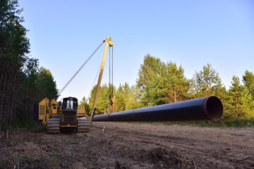 Natural Gas transmission pipeline and crude oil pipes Installation for transporting fuel supplies to households and businesses. Crude Oil Pipe Transportation Market. Petrochemical Industry.
