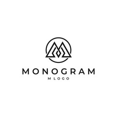 M logo vector monogram modern simple designs with black color and white background