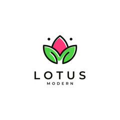 lotus logo vector modern colorful simple designs with flower and white background