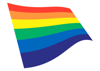 Gay pride rainbow waving flag graphic isolated on white with clipping path