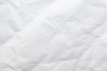 White crumpled paper texture background.