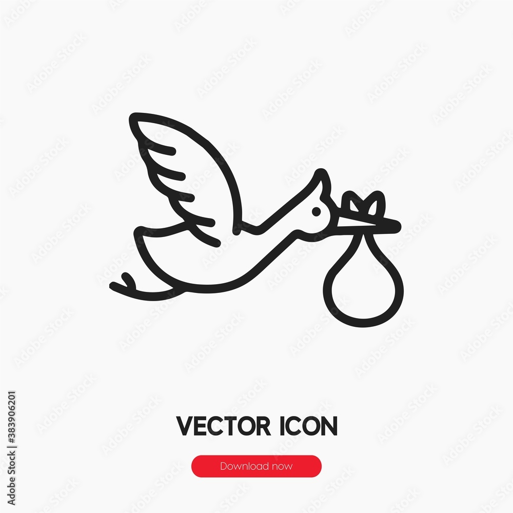 Poster stork icon vector. linear style sign for mobile concept and web design. stork symbol illustration. p