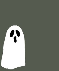 halloween fantasma ilustración color blanco con fondo liso