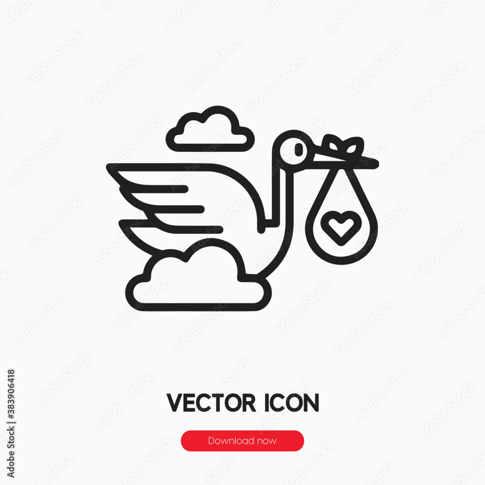 Poster stork icon vector. linear style sign for mobile concept and web design. stork symbol illustration. p