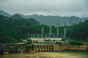 View of Hoa Binh Hydroelectricity Plant. This plant was built from 1979 to 1994 with 8 machines...