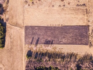 Early spring aerial abstract field landscape