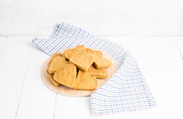 Dietary gluten free cornmeal cookies on a light background. Copy space. Gluten free food.