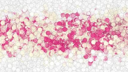space full of small colored bubbles. modern background in pink, yellow and white colors.