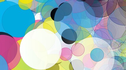 abstract background full of bubbles of blue, pink, yellow colors