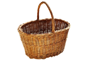 Fototapeta na wymiar Wicker basket on a white background. Isolated