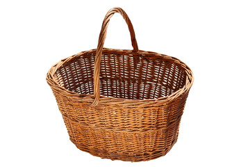 Wicker basket on a white background. Isolated