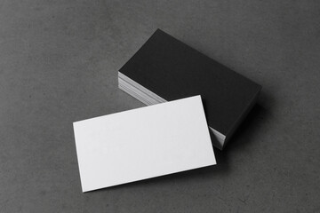 Business cards blank. Mockup on black background.  Copy space for text.