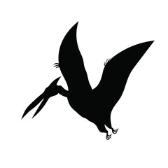 Pterodactyl silhouette, ancient dinosaur, vector illustration