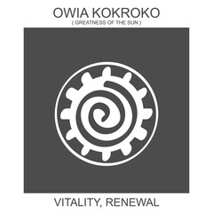 Vector icon with african adinkra symbol Owia Kokroko. Symbol of vitality and renewal