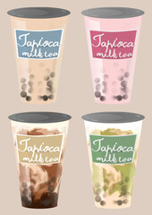 タピオカミルクティー（普通・苺・黒糖・抹茶）/Tapioca milk tea (normal, strawberry, brown sugar, matcha)