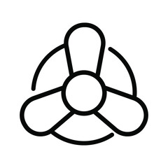 Obraz premium Fan icon and wind equipment isolated on white. Propeller, cooler, ventilator symbol. Computer on white background