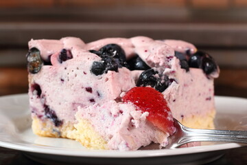 Cold cheesecake with blueberry and strawberry