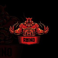 Rhino Fire Mascot Logo