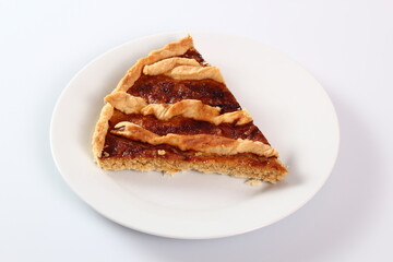 Shoofly Tart with Golden Syrup Filling. Isolated on white background.