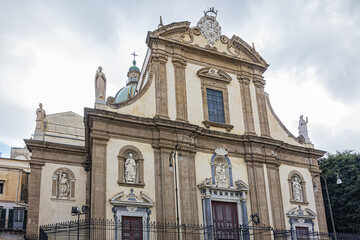 Fototapeta na wymiar The Palermo Church of Saint Mary of Gesu (Chiesa di Santa Maria di Gesu or Casa professa, 1636) - one of most important Baroque churches in Sicily. Palermo, Sicily, Italy.