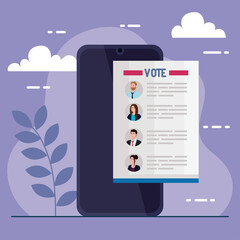 Election day vote presidents paper on smartphone design, government and campaign theme Vector illustration