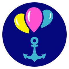 Stylized image of an anchor with balloons. Icon for an avatar. - 383916612