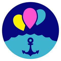 Stylized image of an anchor with balloons. Icon for an avatar. - 383916622