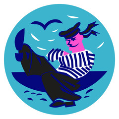 Stylized image of a dancing sailor. Icon for an avatar. - 383916664