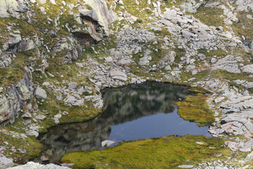The small and pretty lake of Monte Camino, in the Biella pre-Alps above Oropa