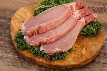 Raw pork steak for cooking