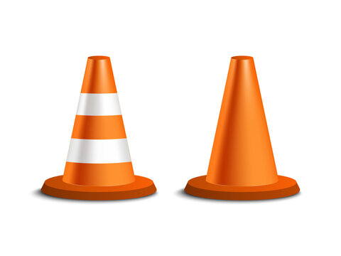 Traffic road cone isolated on white background, vector illustration