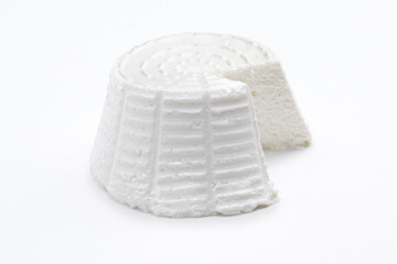 Ricotta cheese isolated on white background