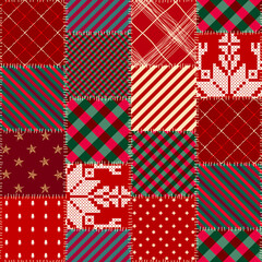 Seamless background pattern. Christmas Patchwork pattern. Vector image