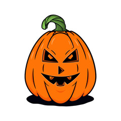 Halloween pumpkin with sinister smiling concept artwork on white background