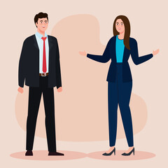 Businessman and businesswoman with suit design, Man woman business management corporate job occupation and worker theme Vector illustration