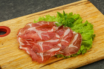 Smoked pork neck slices snack