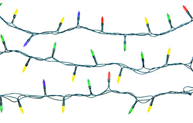Christmas lights string isolated on white background with clipping path..