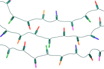 Naklejka premium Christmas lights string isolated on white background with clipping path..