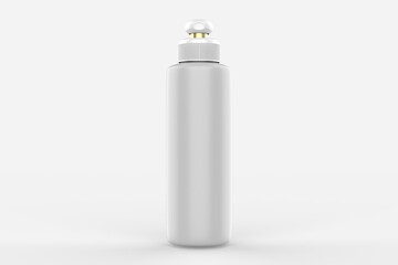 Cosmetic plastic bottle isolated on white background. Liquid container for gel, lotion, cream, shampoo, bath foam. Beauty product package. 3d illustration.