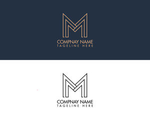 M letter modern and minimal logo template