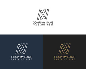 N letter modern and minimal logo