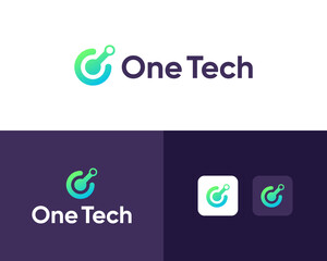 O + Tech minimal logo design template
