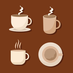 coffee set of icons vector design