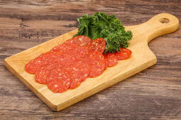 Italian spycy pepperoni sausage slices