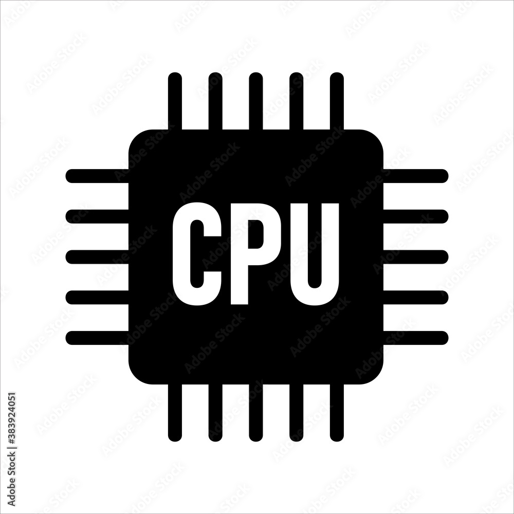 Poster computer cpu icon vector. solid style icon