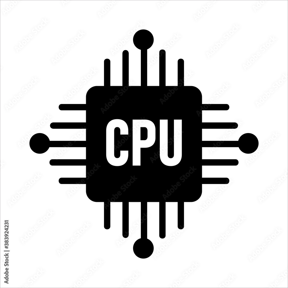 Poster computer cpu icon vector. solid style icon