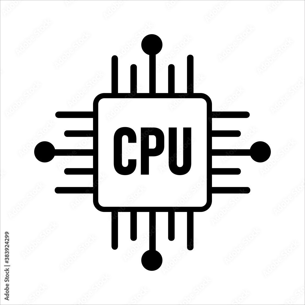 Poster computer cpu icon vector. outline style icon vector concept