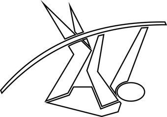 Contour of high jump gymnast with a pole. Sportsman isolated on white background. Vector illustration.