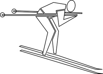 Contour of cross-country skier. Sportsman isolated on white background. Vector illustration.