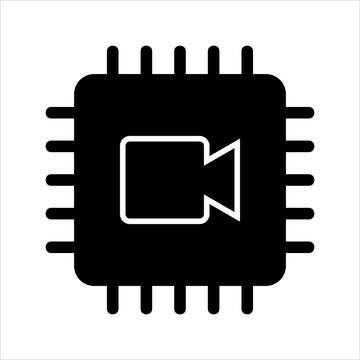 black processor with video camera icon clip art preview